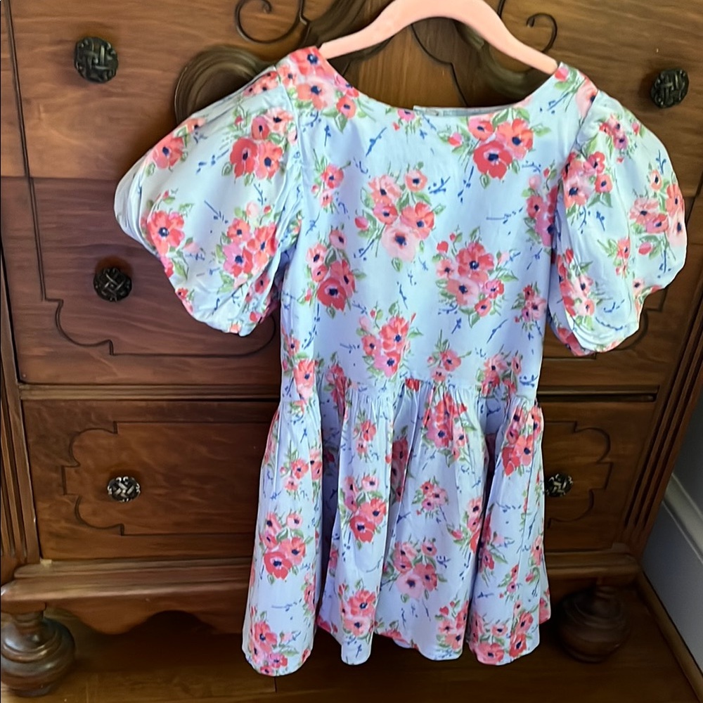 EUC Janie & Jack Floral Puff Sleeve Dress size 7